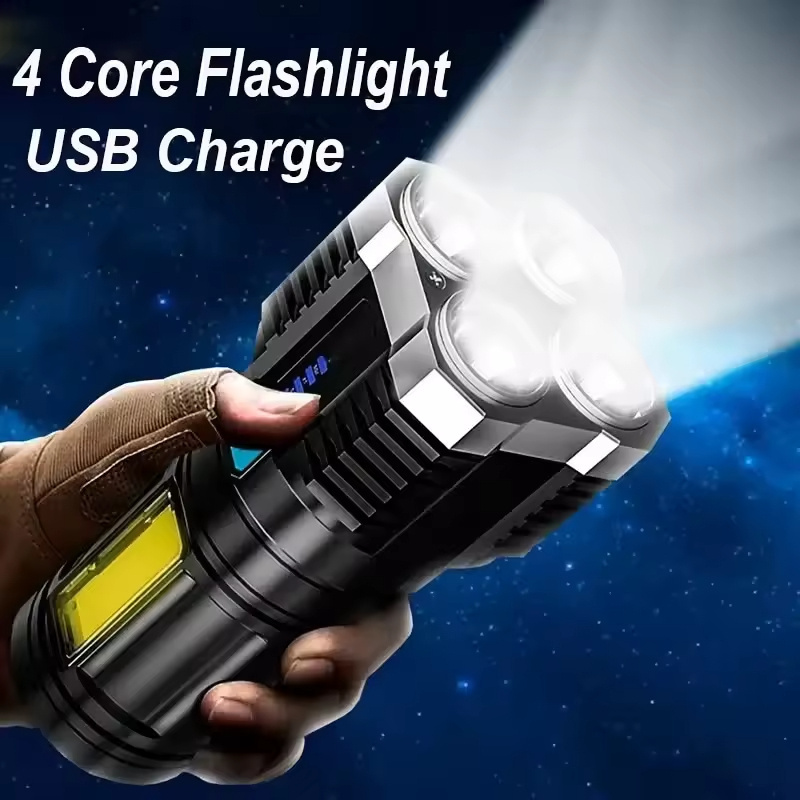 Hand Flashlight 1200-3000 Lumen LED torch flash light Outdoor 1200 Lumen Linterna Waterproof Flashlight Camping Power Bank