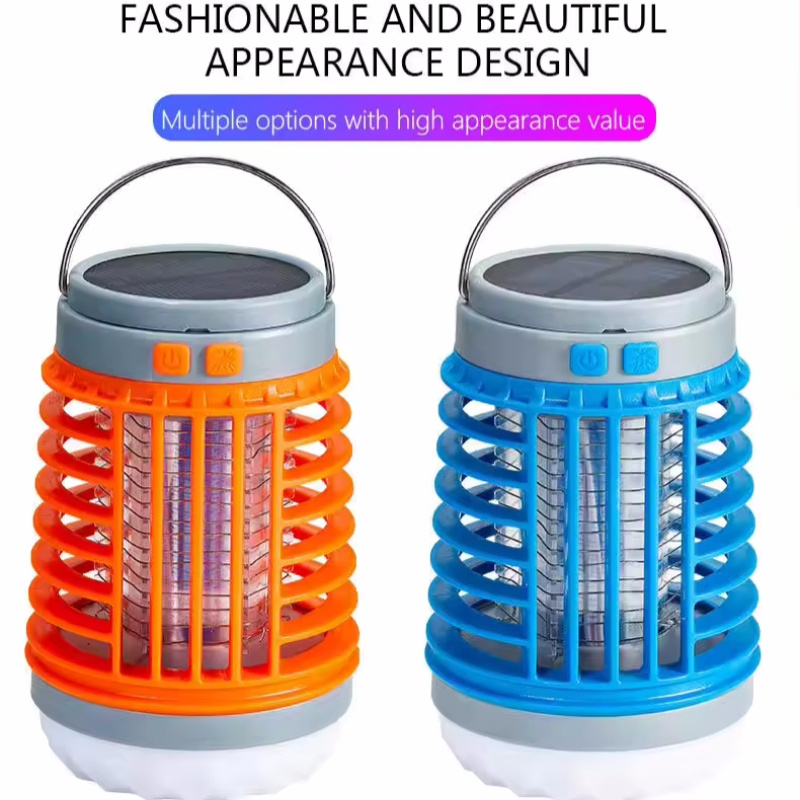 Drop shipping Outdoor Insect Traps Lantern Portable Rechargeable Bug Zapper Mosquito Solar Solar Powered Camping Led Lamp