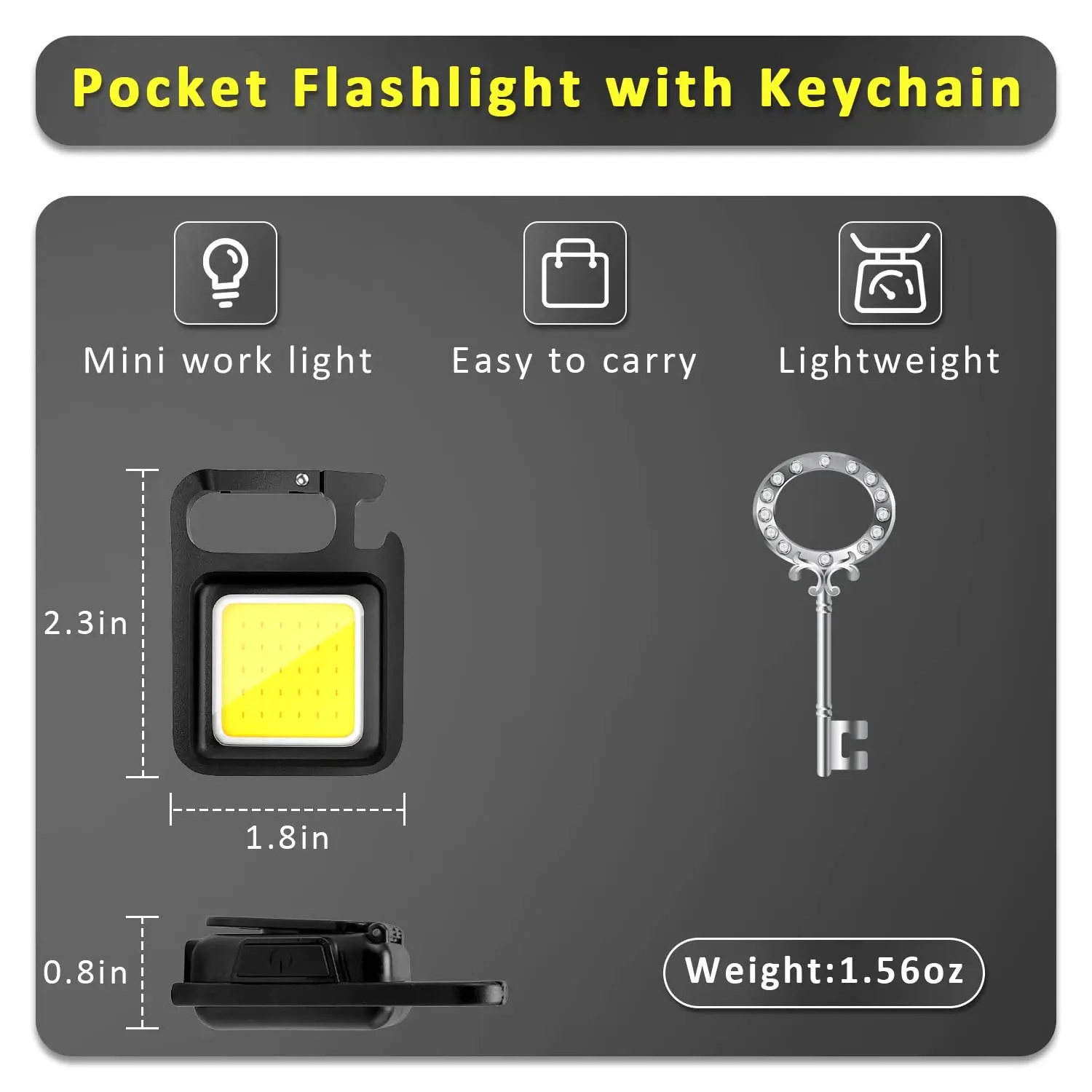 Small Size Rechargeable Portable Pocket Waterproof Magnetic COB Led Camping keychain flashlight /keychain light