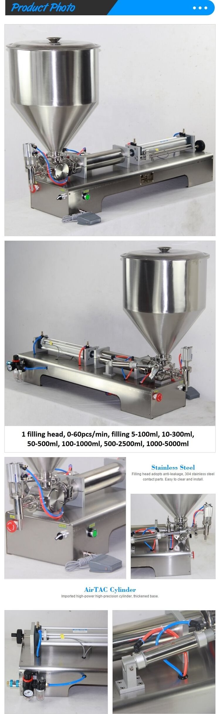 semi - auto lotion bottle filler / cosmetic cream piston filling machine for paste liquid