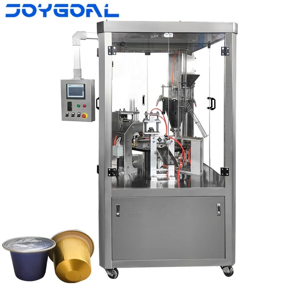 Joygoal - Shanghai factory Automatic nespresso aluminum coffee capsule filling and sealing machine with lid