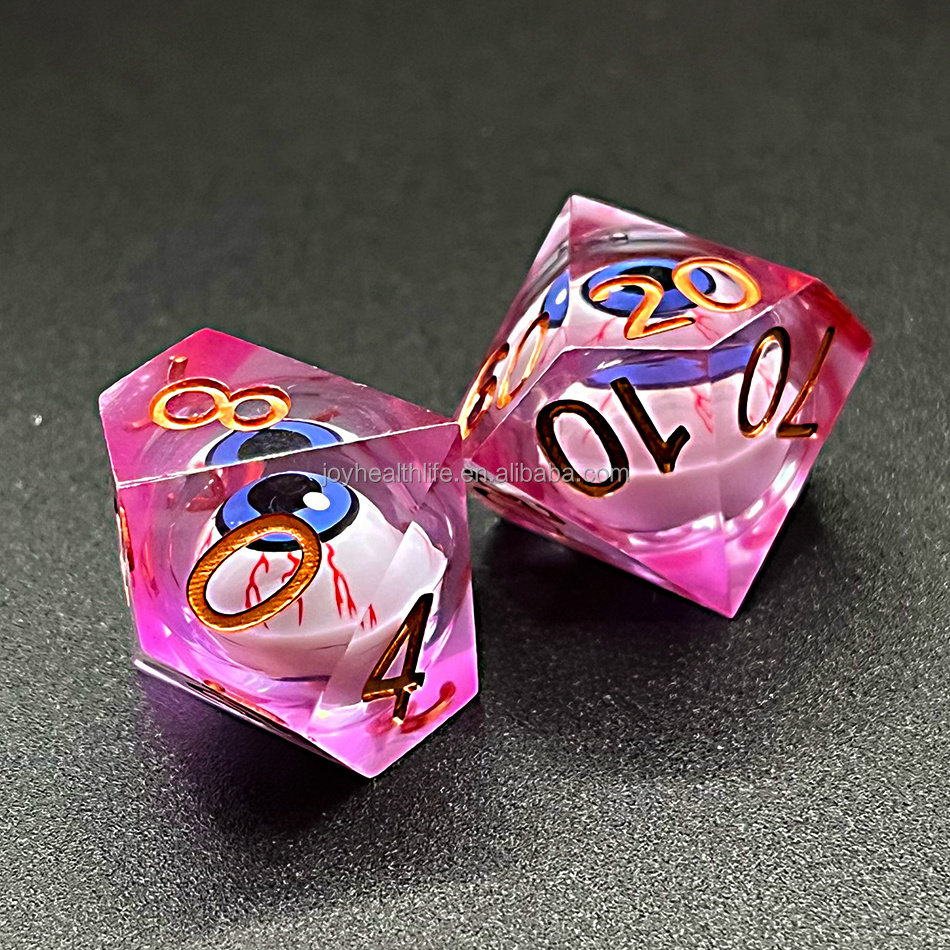 Custom Dnd Dice Set D&d Rpg D20 Polyhedral Math Board Game Sharp-edged Dice Liquid Core Heart Filled Razor Handcrafted