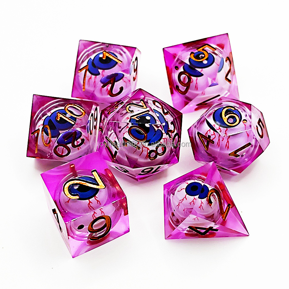 Custom Dnd Dice Set D&d Rpg D20 Polyhedral Math Board Game Sharp-edged Dice Liquid Core Heart Filled Razor Handcrafted