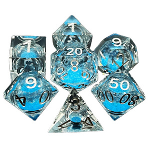 Transparent Resin Dice Set Polyhedral Dice Handmade Sharp Edge For Rpg Table Game Liquid Core Heart Filled Dice