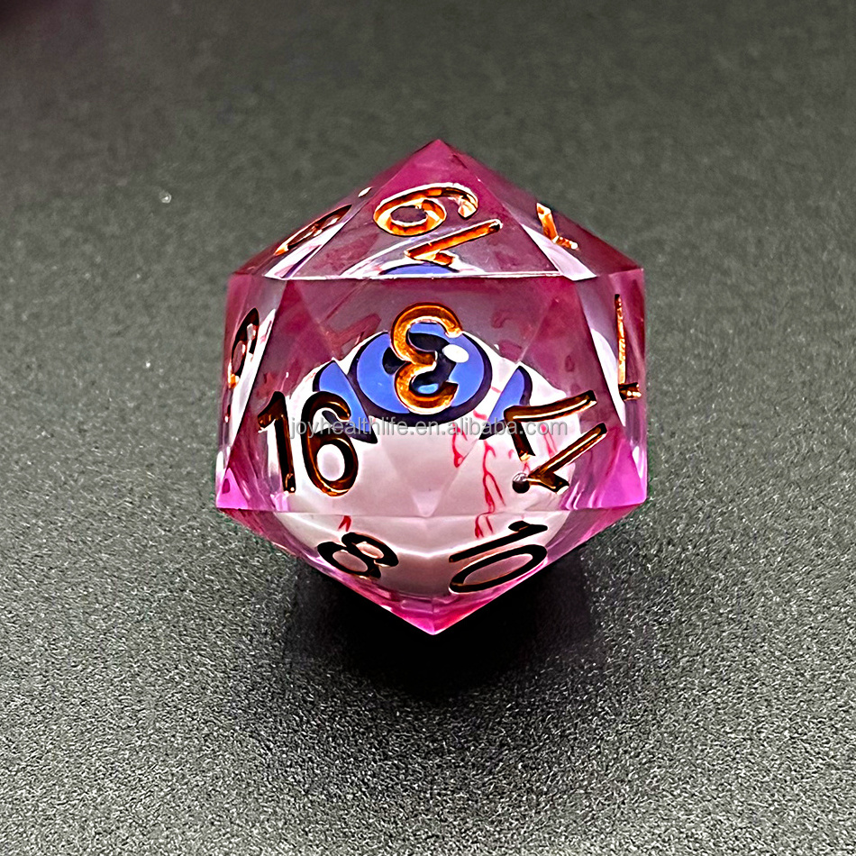 Custom Dnd Dice Set D&d Rpg D20 Polyhedral Math Board Game Sharp-edged Dice Liquid Core Heart Filled Razor Handcrafted