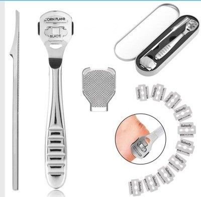 Home Use Stainless Steel Pedicure Dead Hard Razor Foot File Callus Shaver Set With Blade