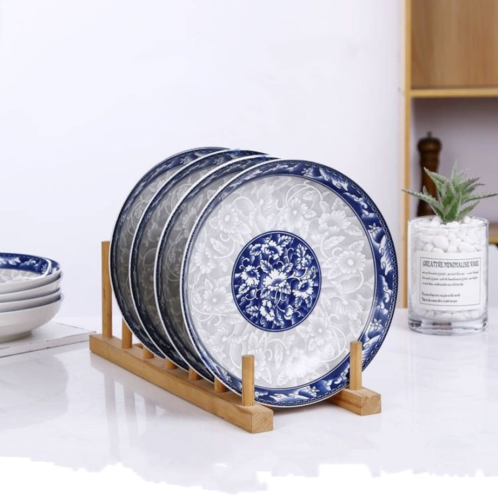 White/Blue Asian Chinese melamine dinnerware with Plate and Bowl