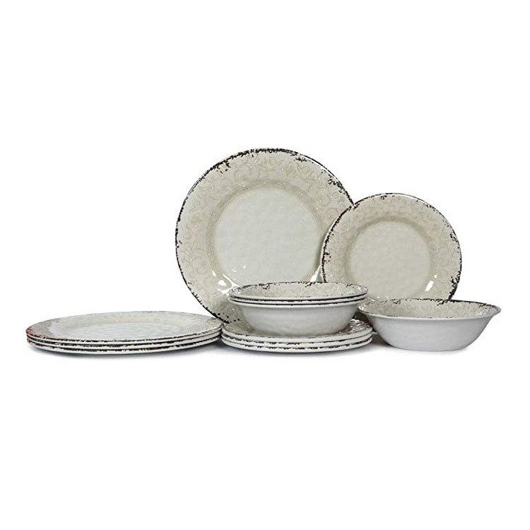 High quality Ivory crackle design vintage melamine dinnerware set