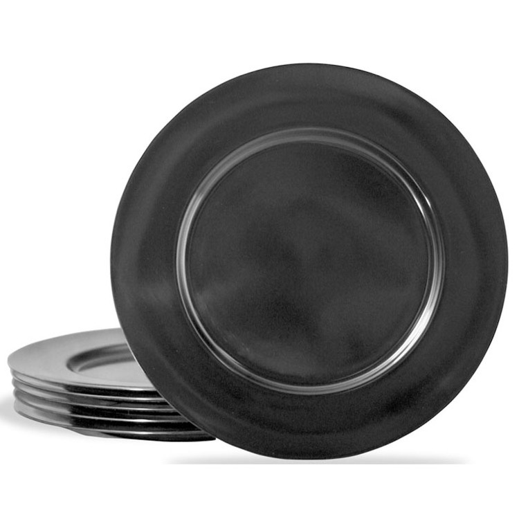 Chef Melamine Black Chargers Plates for Dinner Plates, Round Charger Placemats