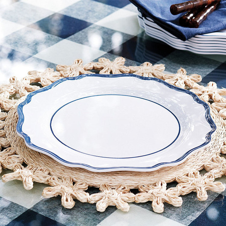 Wedding White elegant melamine scalloped dinner plate & salad dishes