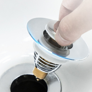 Stainless Steel UK Universal Bounce Core Sink Filter Bathroom Drain Strainer Pop Up Sink Plug Stopper With Hair Catcher