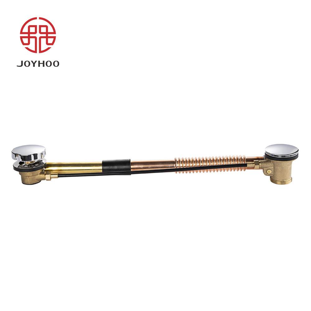 JOYHOO  High Quality  Copper Tub Waste G1 1/2'' Brass Handle-controlled Bathroom Bathtub Stopper Strainer Drainer Big Plug