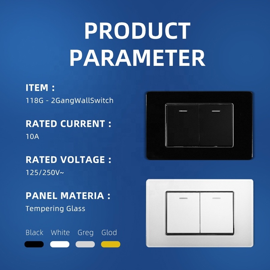 Double Electric Wall Switches Residential 2 Gang 1 Way 2 Way Rocker Electric Switch 220 Volt AC Switch