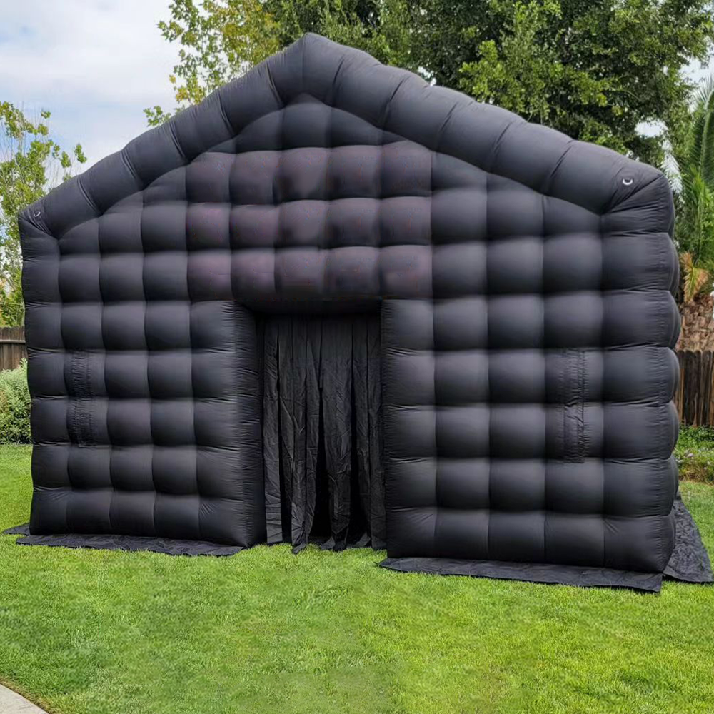 Commercial event Black PVC Portable Backyard party house inflatable night club LED disco light inflatable nightclub cube tent