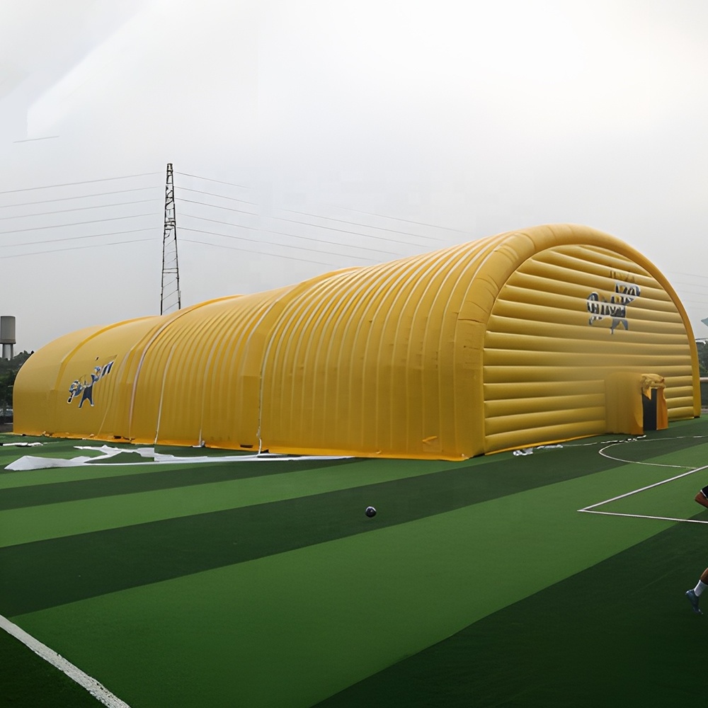 custom yellow windproof pvc sports soccer court Inflatable sports arena football pitch air dome giant inflatable tunnel building