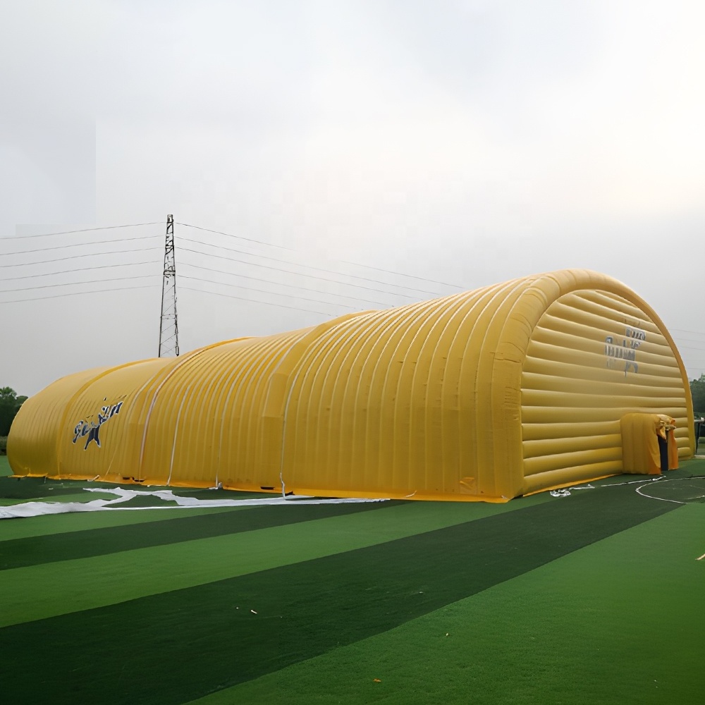 custom yellow windproof pvc sports soccer court Inflatable sports arena football pitch air dome giant inflatable tunnel building