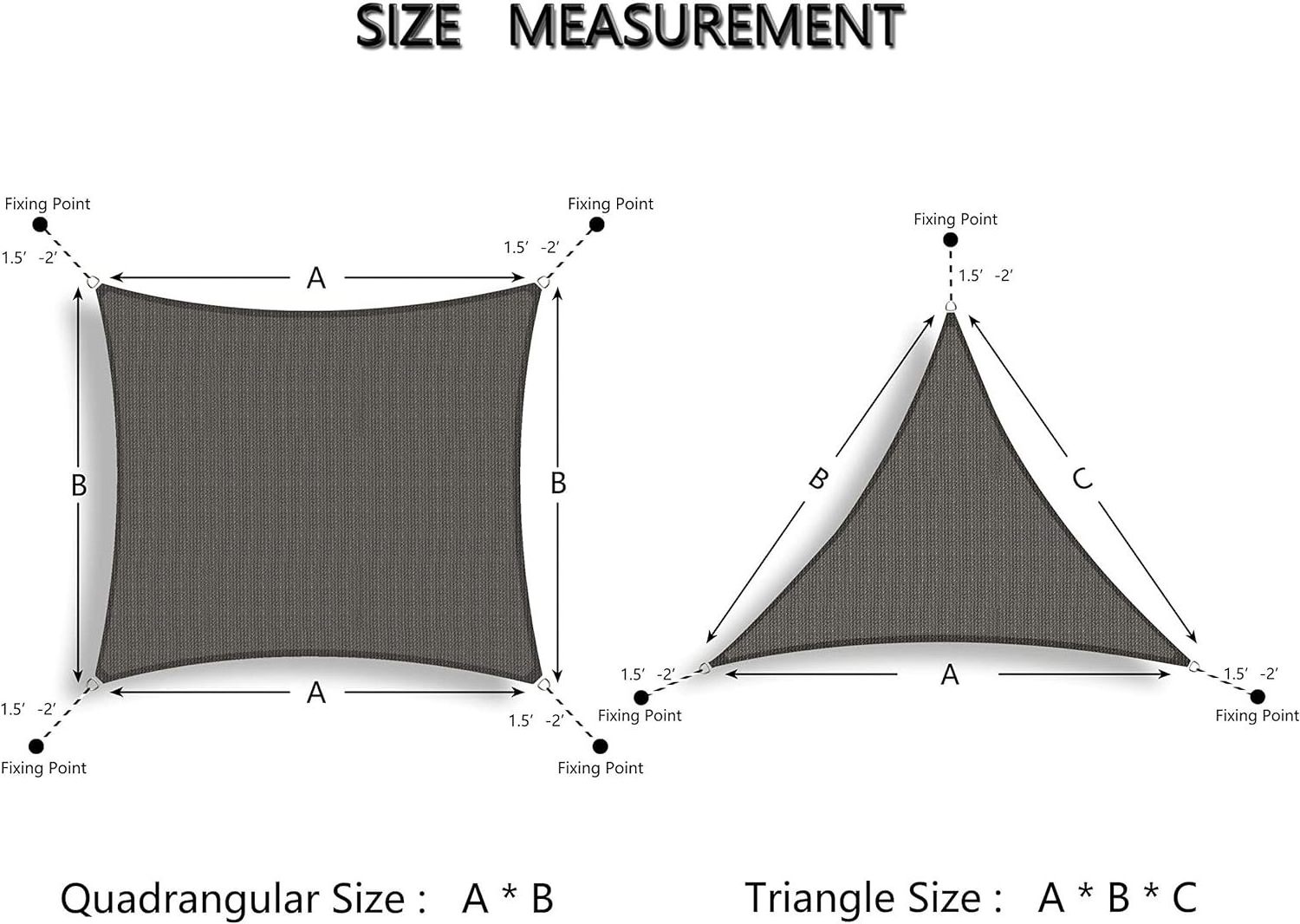 Triangle  Sun Shade Sail, 95% UV Blockage Canopy Awning for Outdoor Patio and Garden, Yard Activities