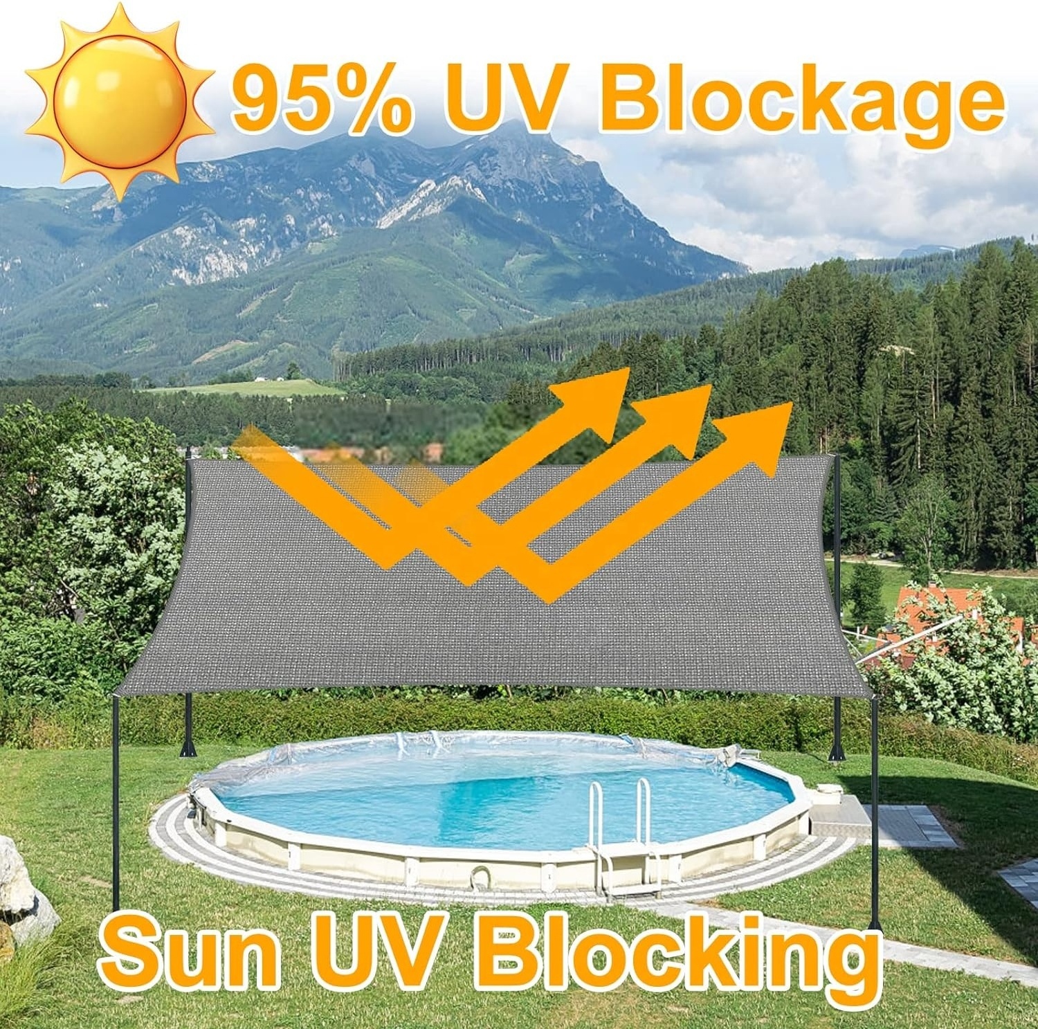 Rectangle Sun Shade Sail Canopy UV Block Fabric Shelter Cloth Screen Awning for Outdoor Patio Garden