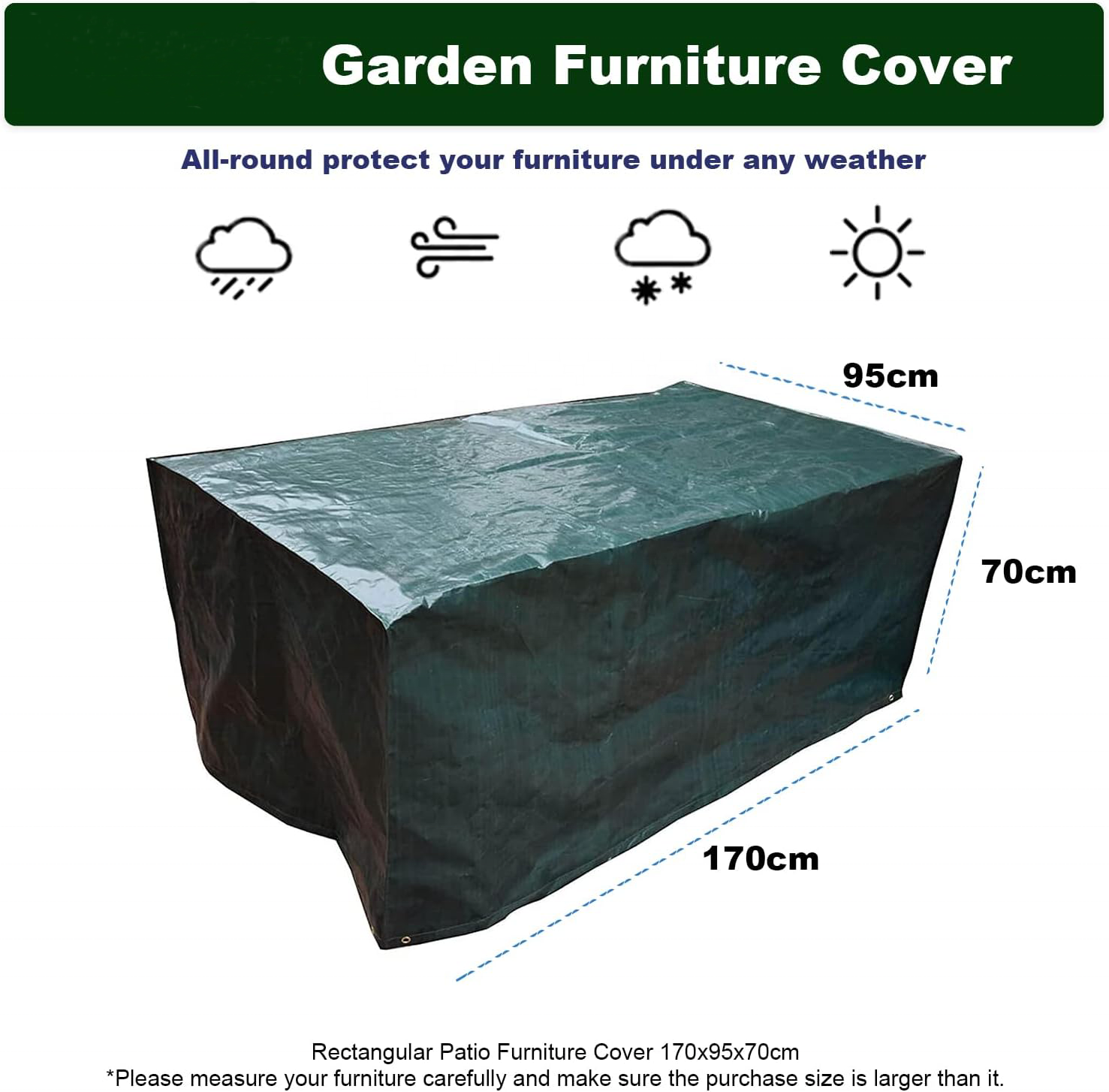 Garden Covers Waterproof Breathable Polyethylene Outdoor Furniture Covers for Garden Tables and Chairs Green