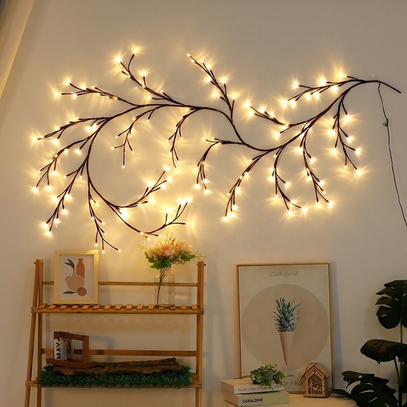 Hot selling Twig twinkly lights Willow Tree Vine xmas wall decorations metal Branch Rattan holiday christmas festoon lights