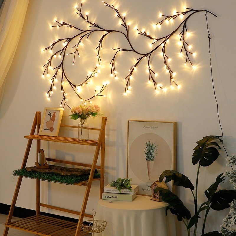 Hot selling Twig twinkly lights Willow Tree Vine xmas wall decorations metal Branch Rattan holiday christmas festoon lights