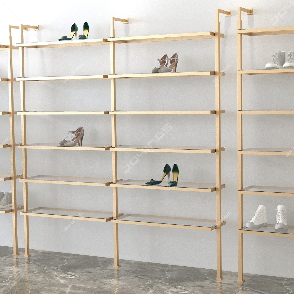 Wall Mounted Stainless Steel Rose Gold Clothes Stands & Shoe Racks Designs All Types Of Shoe Bag Display Racks Shoe Stand