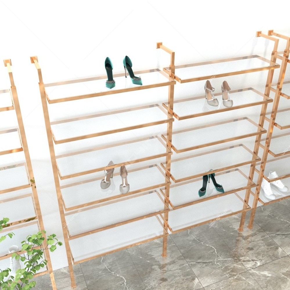 Customized Oem Metal Wall Mounted Store Design Metal Sneaker Shoe Store Display Racks