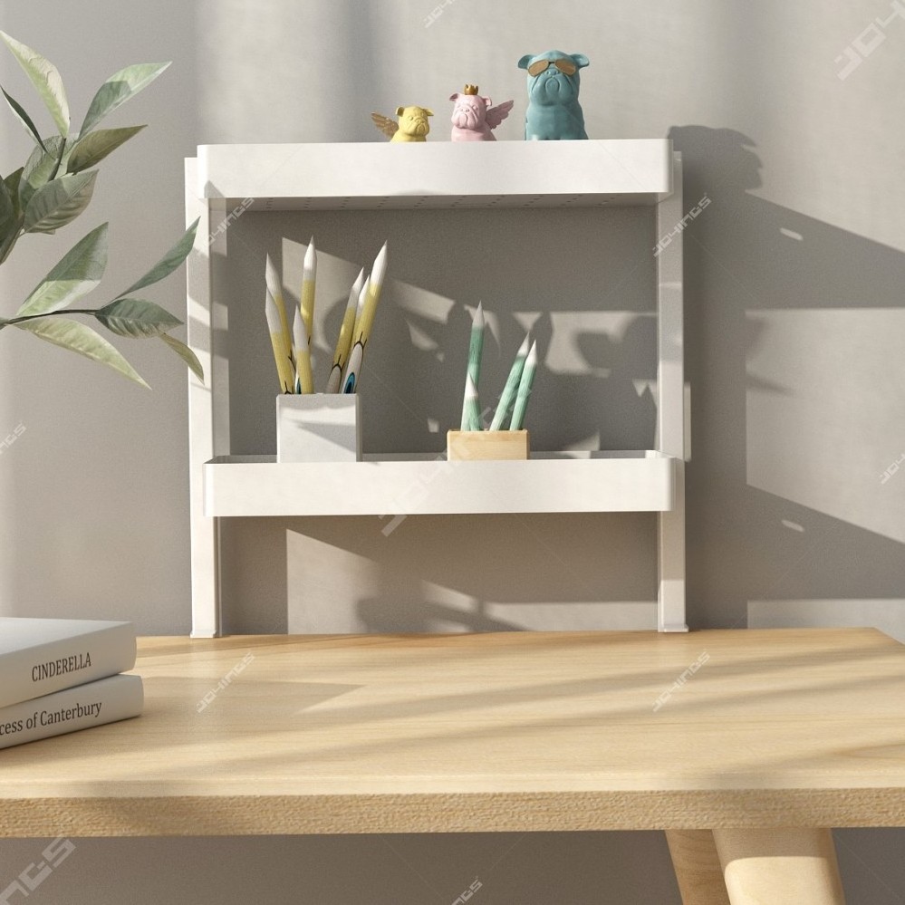 Computer room game desktop storage shelf with holder bolt inserting by desk side storage shelving study room desk rack