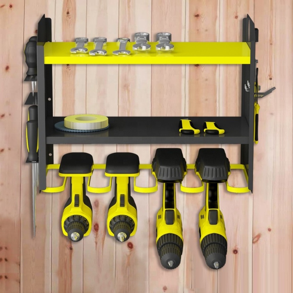 Factory Metal Garage Organization Drill Holder Wall Mount Tool Storage Rack Power Tool Organizer Storage Rack