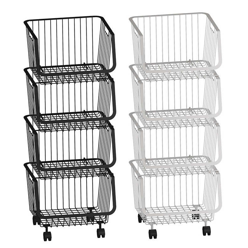 4-Tier Stackable home storage rack metal storage bins for kitchen vegetable or fruit storage rack