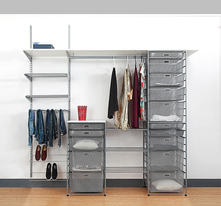 Customized Adjustable metal Wall Mounted DIY storage furniture multi-purpose hanging closet organizer