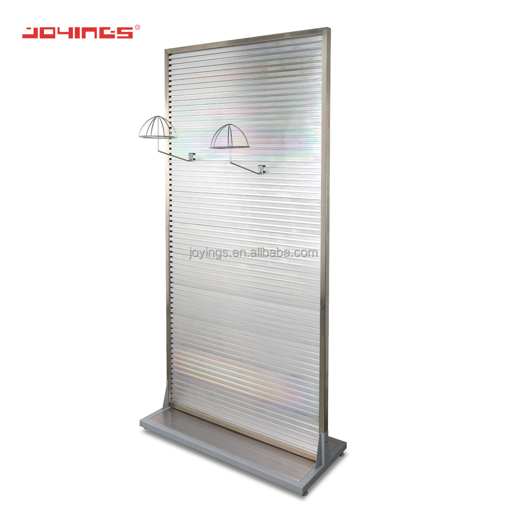 Heavy Duty Floor Standing Slat Wall Display Shelving for retail stores baseball hat holder display rack