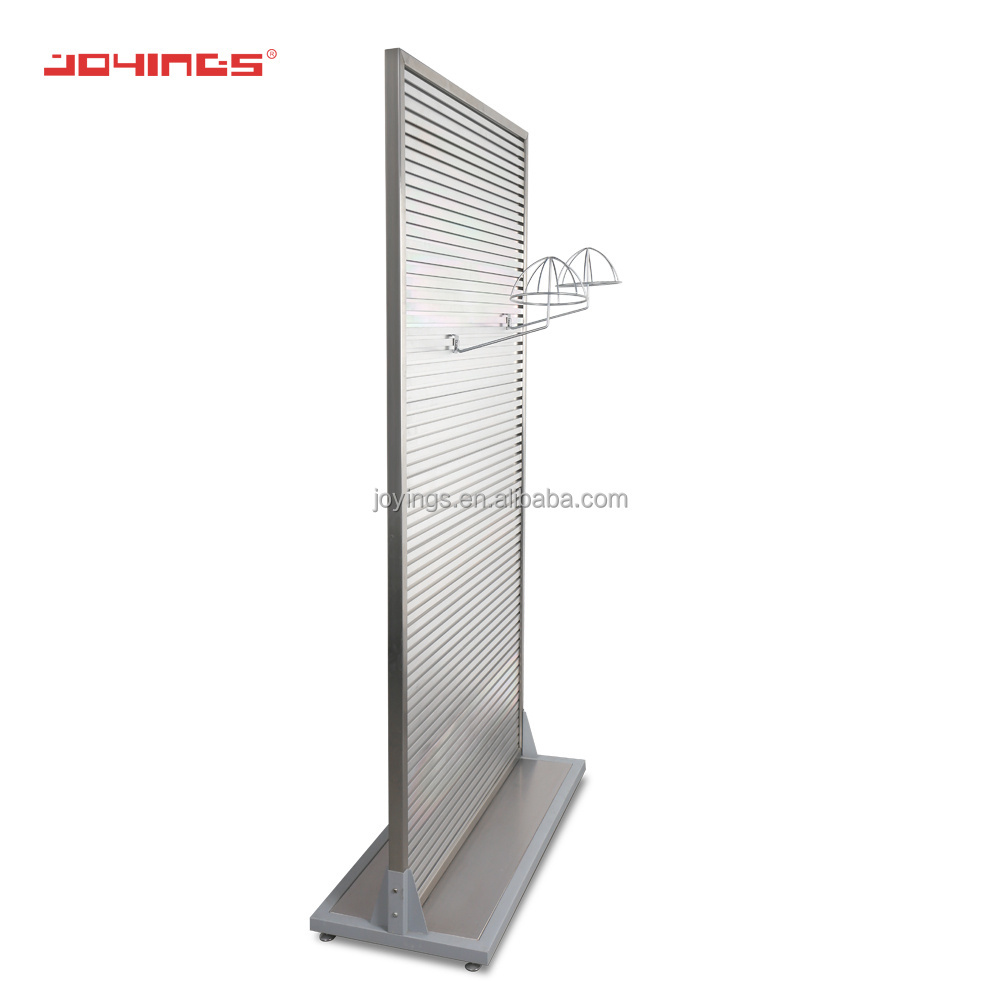 Heavy Duty Floor Standing Slat Wall Display Shelving for retail stores baseball hat holder display rack