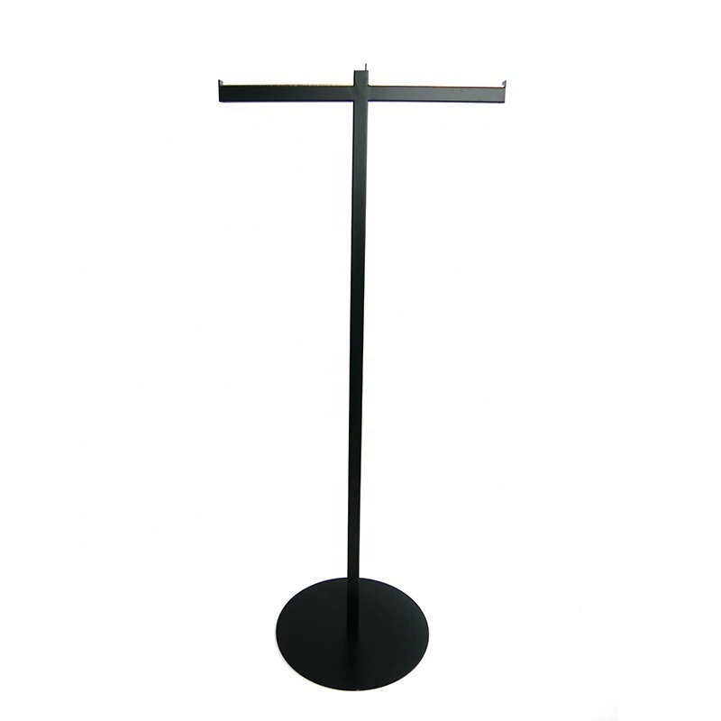 Metal boutique black clothing display standing rack with 2 sides apparel display racks