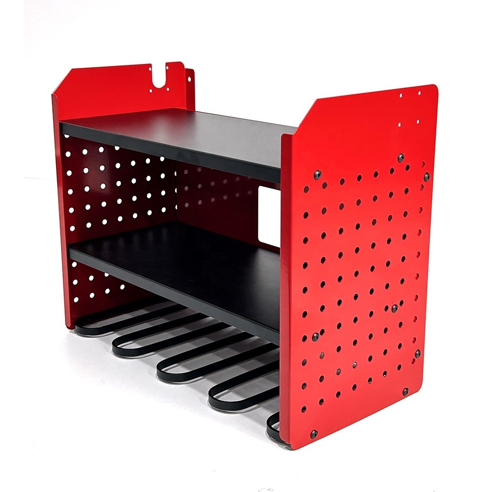 Power Tool Rack 4 Drill Holder Wall Mount 3 Layer Heavy Duty Metal Power Tool Storage Rack Powder coating Power tool organizer