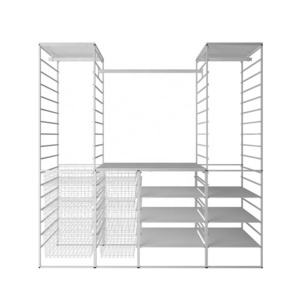 Contemporary closet storage  DIY closet kits for bedroom or Wardrobe with wire basket hanging closet rod and Mdf Board