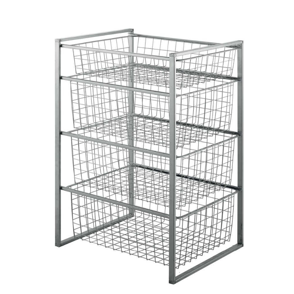 Large size Stackable Storage basket Metal Wire Basket for home storage closet organizer