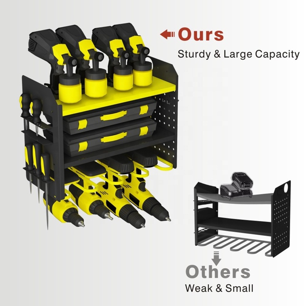 Factory Metal Garage Organization Drill Holder Wall Mount Tool Storage Rack Power Tool Organizer Storage Rack