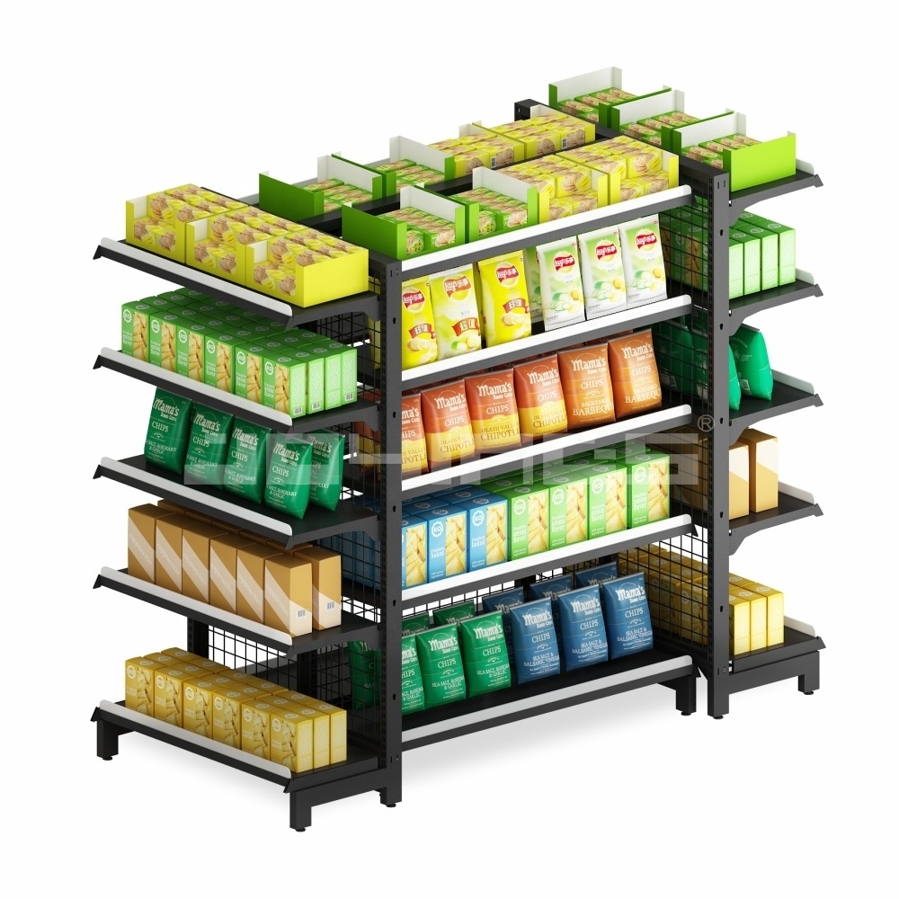 Heavy duty supermarket metallic shelves /Store Display Racks /gondola shelving OEM