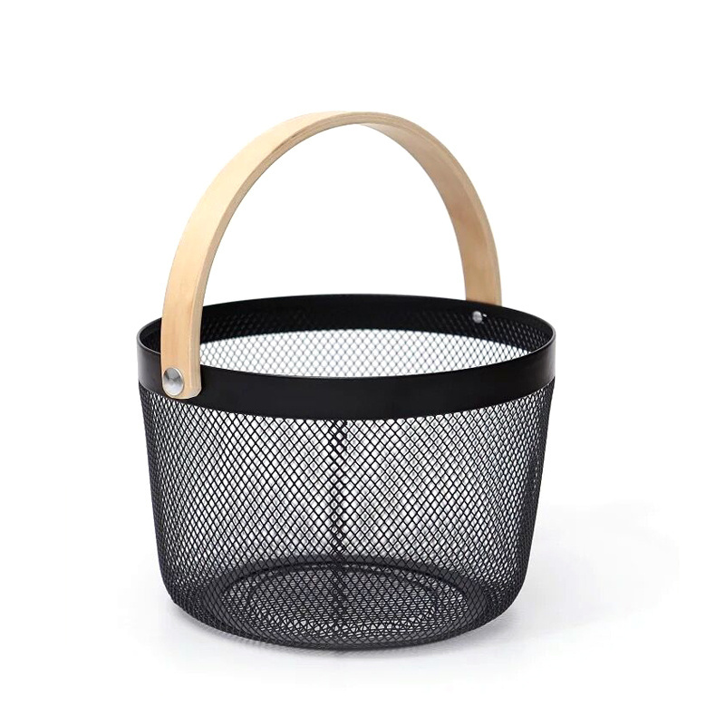 Customized factory hot sale metal organizer wire basket with handle Wire Food Fruit Vegetable basket storage basket