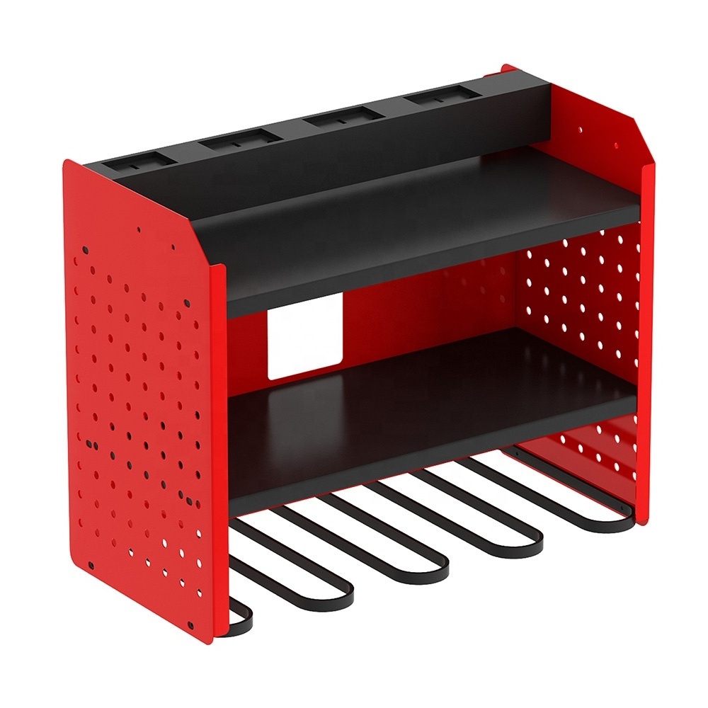 Power Tool Rack 4 Drill Holder Wall Mount 3 Layer Heavy Duty Metal Power Tool Storage Rack Powder coating Power tool organizer