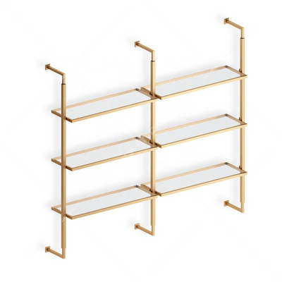 wall mounted walking closet multi-layer shop furniture store metal display stand gold shoe stand bag display rack display shelf