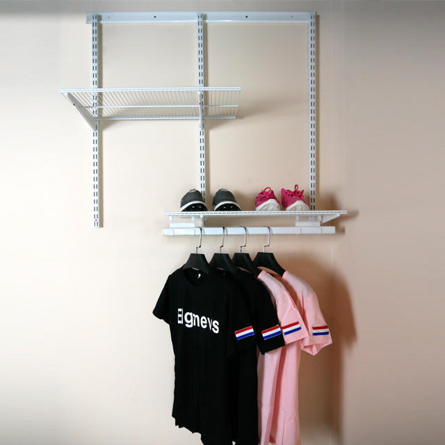 White Classic Closet Kit Wire Shelving Kit with Expandable Shelving and Custom Closet Organization