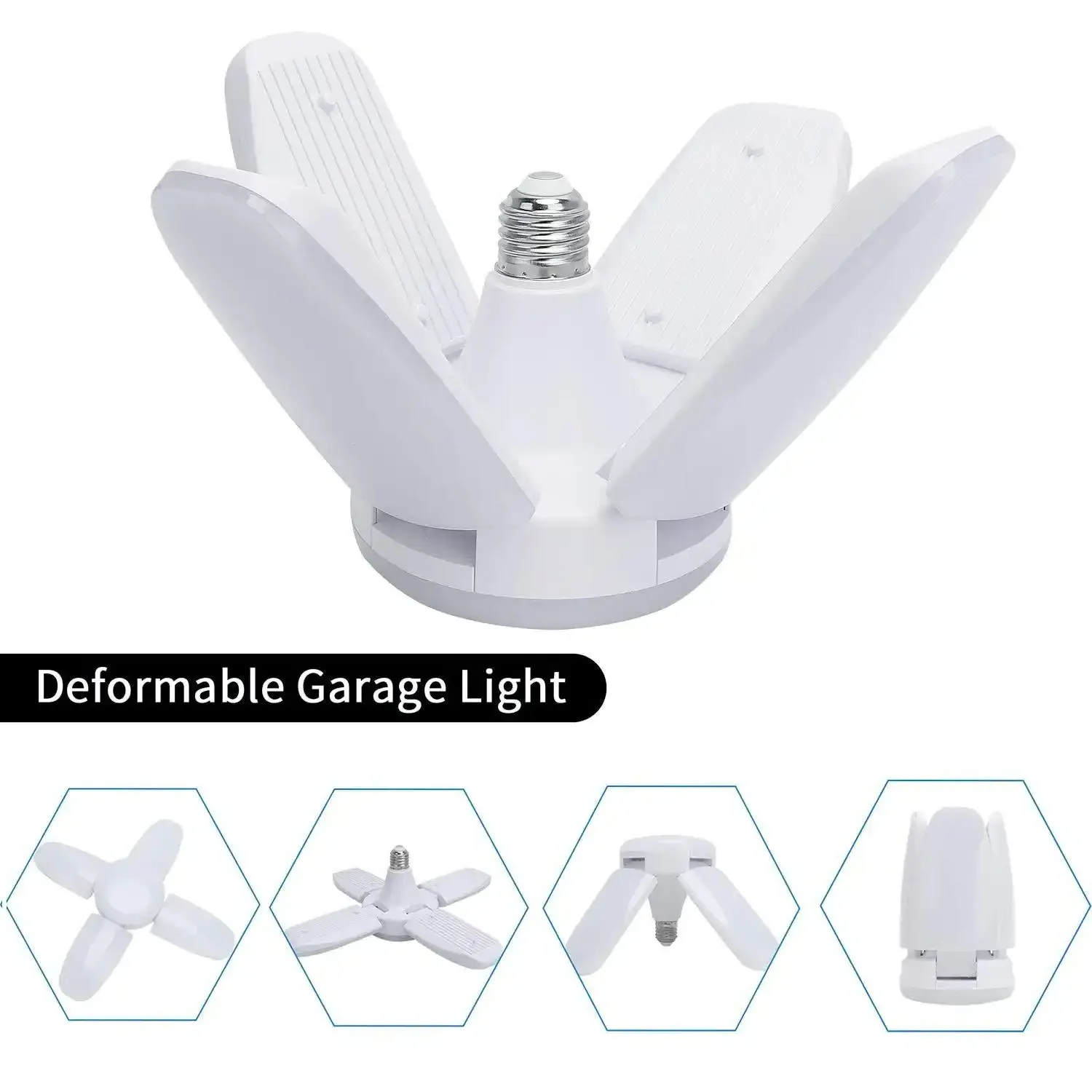 E27 LED Bulb Fan Blade Lamp AC85-265V 28W Foldable Led Light Bulb Lampada for Home Ceiling Light Small Garage Light