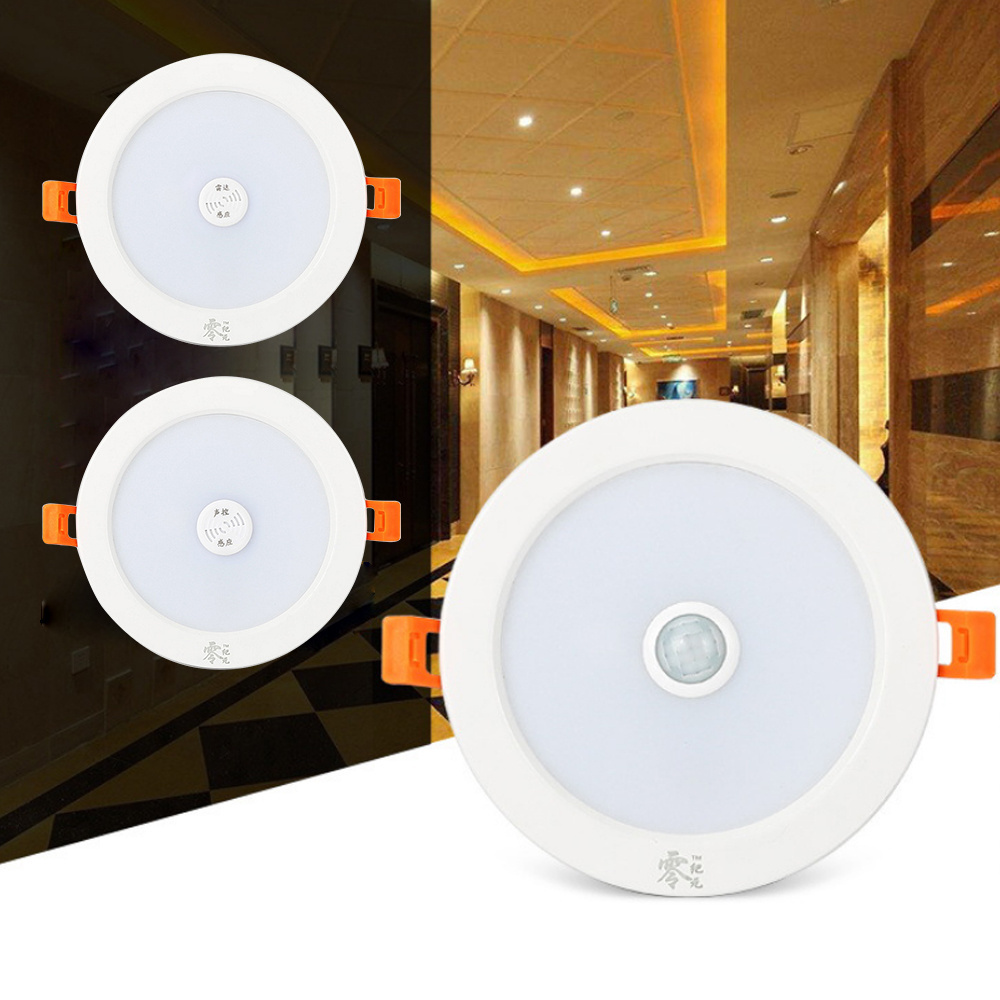 220V PIR Motion Sensor LED Downlight  LED Recessed Ceiling Light 3W 5W 9W 18W Induction Round Spotlight Decor