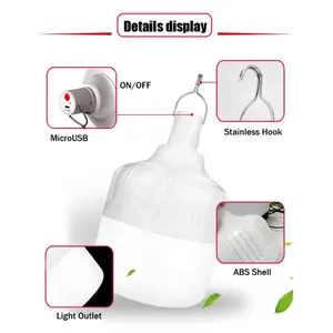 Camping Hike USB Charging LED Bulb 20W 30W 60W 80W Rechargeable Outdoor Night Light Emergency LED Bulb