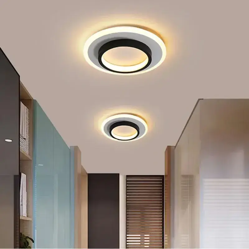 Classic Practical Square Round Entrance Hall Foyer Ceiling Lamp Bedroom Study Hallway Ceiling Light Bright Natural Led Black 95