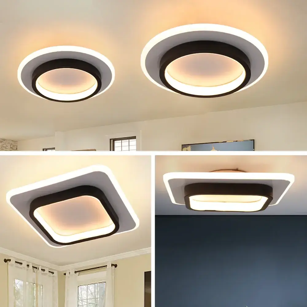 Classic Practical Square Round Entrance Hall Foyer Ceiling Lamp Bedroom Study Hallway Ceiling Light Bright Natural Led Black 95