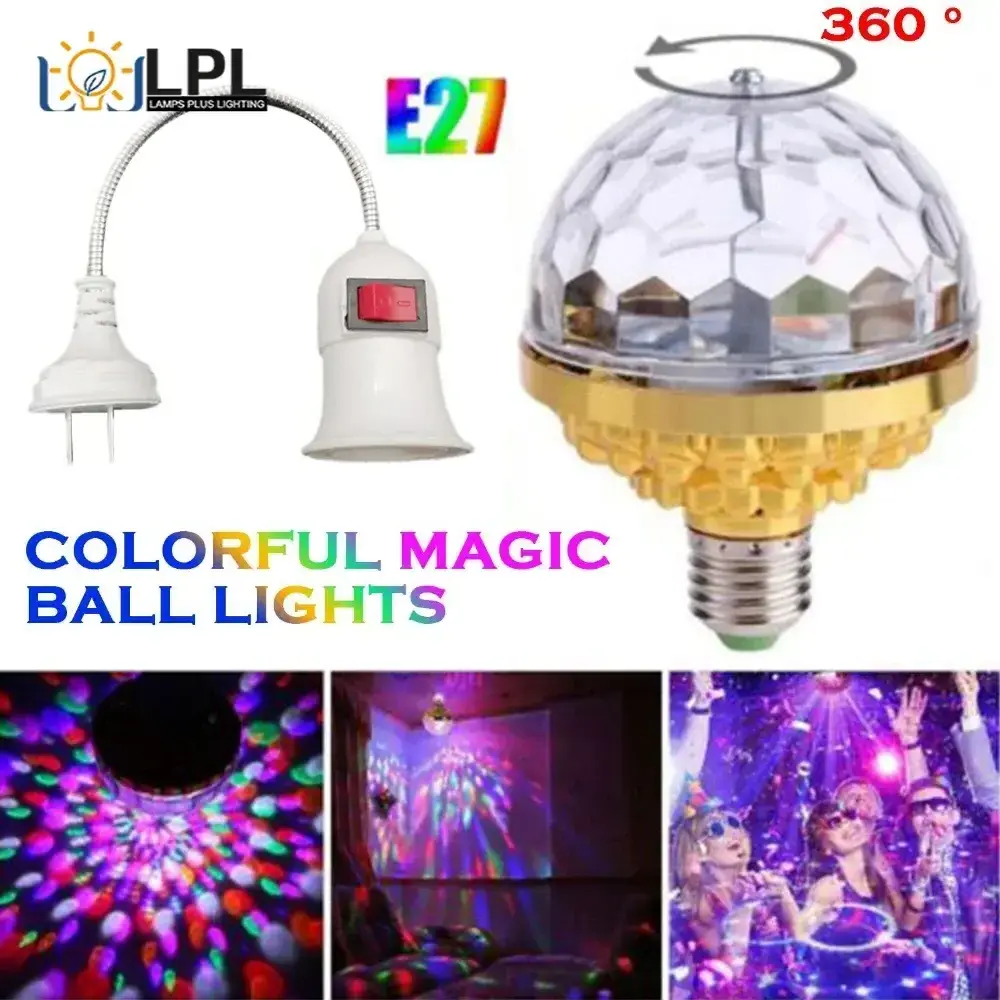 Color Rotary Bulb E27 Rotating Magical Ball Lights Mini RGB Projection Lamp Party DJ Disco Ball Light Indoor Lamps Club LED