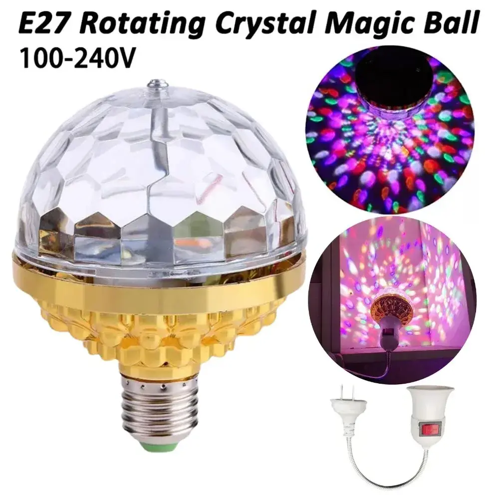 Color Rotary Bulb E27 Rotating Magical Ball Lights Mini RGB Projection Lamp Party DJ Disco Ball Light Indoor Lamps Club LED